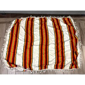 Pendleton Beaver State Serape Stripe Wool Blanket Robe Shawl Fringe 50x64